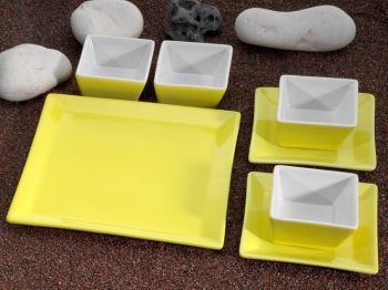 7er Set Keramik Snackschalen Cerala in gelb