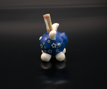 Sparschwein Glücksschwein Fussball blau 8,5cm
