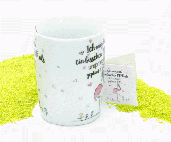 Becher Porzellan Ein bisschen mehr... (Flamingo) 250 ml