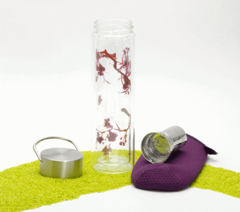 FlowTea Teezubereiter aus Glas Cherry Blossom 400ml Neoprenhülle