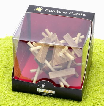 3D IQ Test Bambus Puzzle Stäbe mit Dreieck 9 x 8,5 x 9 cm