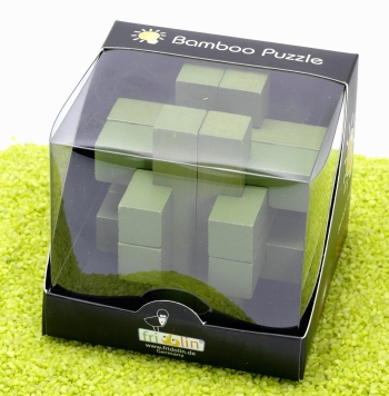 3D IQ Test Bambus Puzzle Balken Konstrukt grün 9 x 8,5 x 9 cm