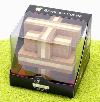 3D IQ Test Bambus Puzzle Doppelkreuz 9 x 8,5 x 9 cm