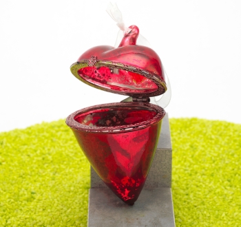 Zauberhaftes Geschenk-Herz aus Glas zum Befüllen rot