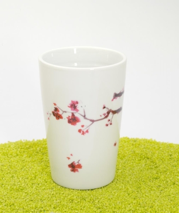 Trinkbecher Teaeve Porzellan mit Deckel & Edelstahlsieb Cherry Blossom 350ml