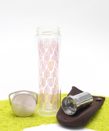 FlowTea Teezubereiter aus Glas Leaf 400ml Neoprenhülle