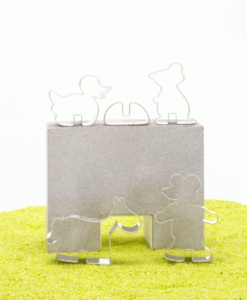 5er Set Ausstecher Stehkekse Tiere (Mäuse, Ente, Pferd)