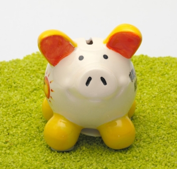 Sparschwein Glücksschwein Urlaubskasse gelb 8,5 cm