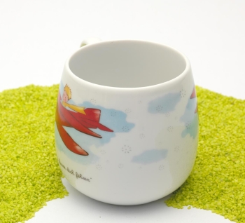 Kuschelbecher Porzellan Deckel & Sieb Der kleine Prinz Flugzeug 420ml