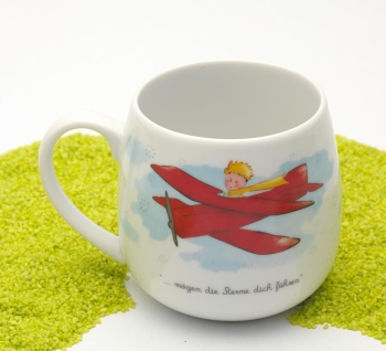 Kuschelbecher Porzellan Deckel & Sieb Der kleine Prinz Flugzeug 420ml