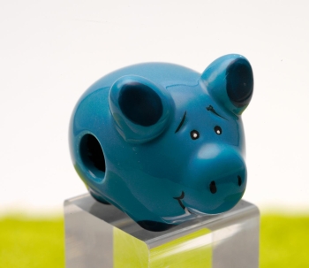 Magnet Porzellan Glückschwein Schein-Rein blau 4,5 x 3,5 cm