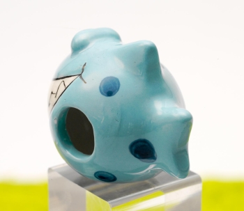 Magnet Porzellan Sparhai Geldhai Schein-Rein blau 4,5 x 3,5 cm