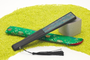 Fächer aus Stoff und Bambus Klimt Bauerngarten