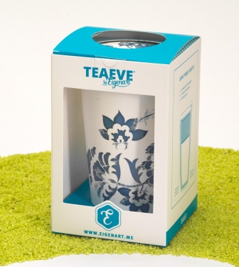 Trinkbecher Teaeve Porzellan mit Deckel & Edelstahlsieb Luna white 350ml