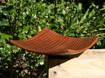 Handmade Ton Platte viereckig gestreift 24cm