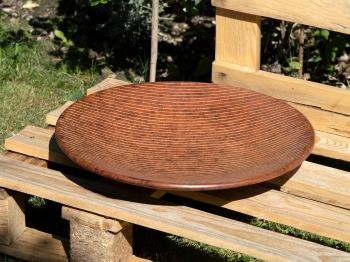 Handmade Ton Platte rund gestreift 40m