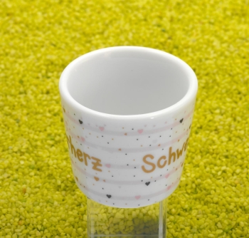 Set aus Eierbecher Schwester und Mosaikkerze orange 6,5cm