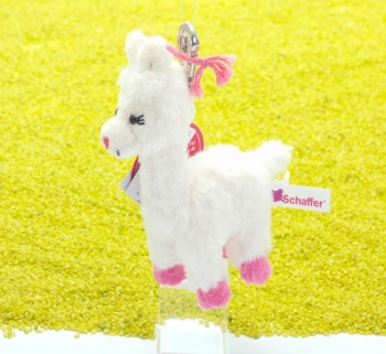 Schlüsselanhänger mit Karabinerhaken Lama Loretta stehend 10cm