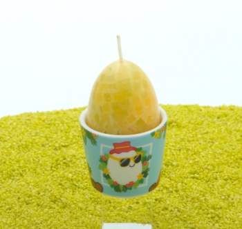 Set aus Eierbecher Gute Laune und Mosaikkerze lime-sonnenblume 6,5cm