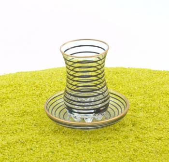 2er Set Teeglas Naresh 70 ml mit Golddekor - schmale & breite Streifen