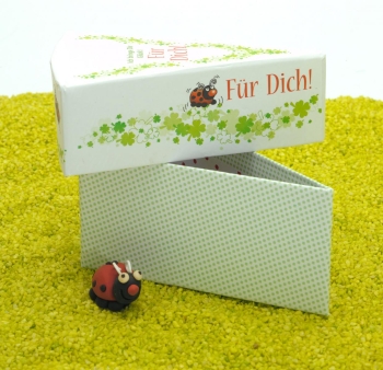 Geschenkschachtel Tortenstück mit Glückskäfer - Für Dich