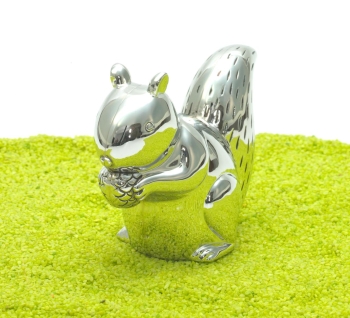 Spardose Eichhörnchen versilbert 13 x 6,5 x 10 cm