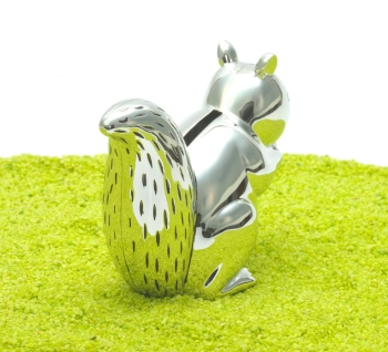 Spardose Eichhörnchen versilbert 13 x 6,5 x 10 cm