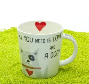 Henkelbecher Porzellan Trend Mug Love and Dog 350ml