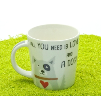 Henkelbecher Porzellan Trend Mug Love and Dog 350ml