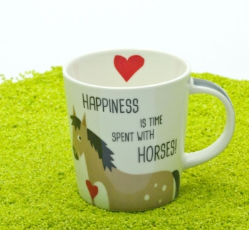 Henkelbecher Porzellan Trend Mug Happiness and Horses 350ml