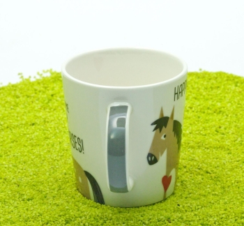 Henkelbecher Porzellan Trend Mug Happiness and Horses 350ml