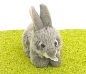 Plüschtier Hase sitzend grau 18cm