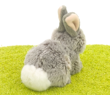 Plüschtier Hase sitzend grau 18cm
