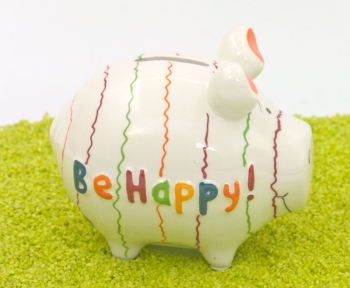 Sparschwein Be Happy ! 9 x 12,5 cm