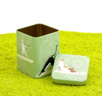 Teedose Yoga Katzen grün 100g