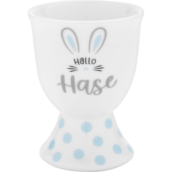 2er Set Eierbecher mit Fuß aus Porzellan Hallo