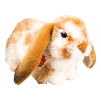 Plüschtier Hase Widderkaninchen liegend hellbraun-weiß gescheckt 30cm