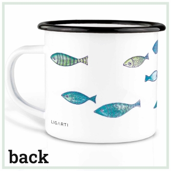 Tasse aus Emaille Fischschwarm 300ml