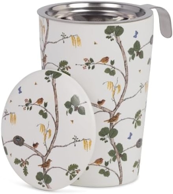 Trinkbecher Teaeve Porzellan mit Deckel & Edelstahlsieb Merla 350ml