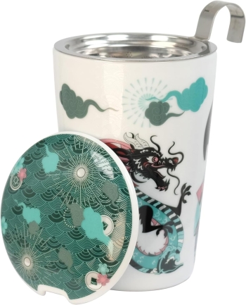Trinkbecher Teaeve Porzellan mit Deckel & Edelstahlsieb Sweet Little Geisha water 350ml