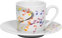Espressotasse Porzellan Flying Notes (Noten, Musik) 85ml