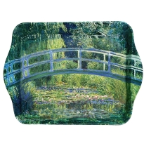 Tablett aus Metall Monet Teich mit Brücke 21 x 2 x 14 cm