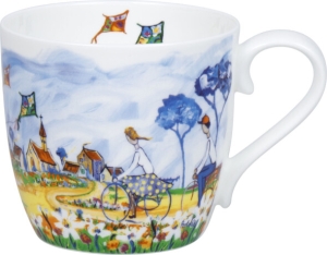 Henkelbecher Porzellan Kites and Cycling by Portchie 425ml