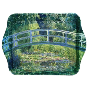 Tablett aus Metall Monet Teich mit Brücke 21 x 2 x 14 cm