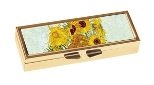 7 Tage Pillendose mit Spiegel Van Gogh Sonnenblumen