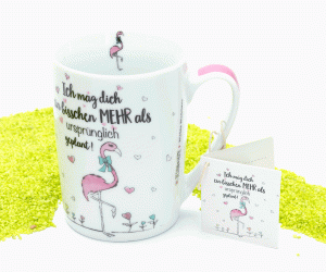 Becher Porzellan Ein bisschen mehr... (Flamingo) 250 ml