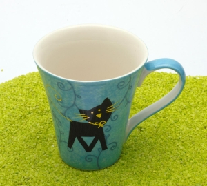 Tee Becher Porzellan mit Goldauflage Filou (Katze) laufend 250 ml
