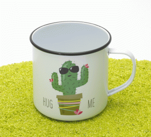 Henkelbecher Happy Metal Mug Hug Me Cactus 400ml