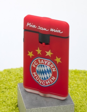 Feuerzeug Easy Torch 8 Rubber Powerflat FC Bayern Mia san mia