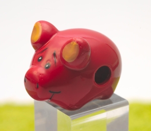Magnet Porzellan Glückschwein Schein-Rein rot 4,5 x 3,5 cm